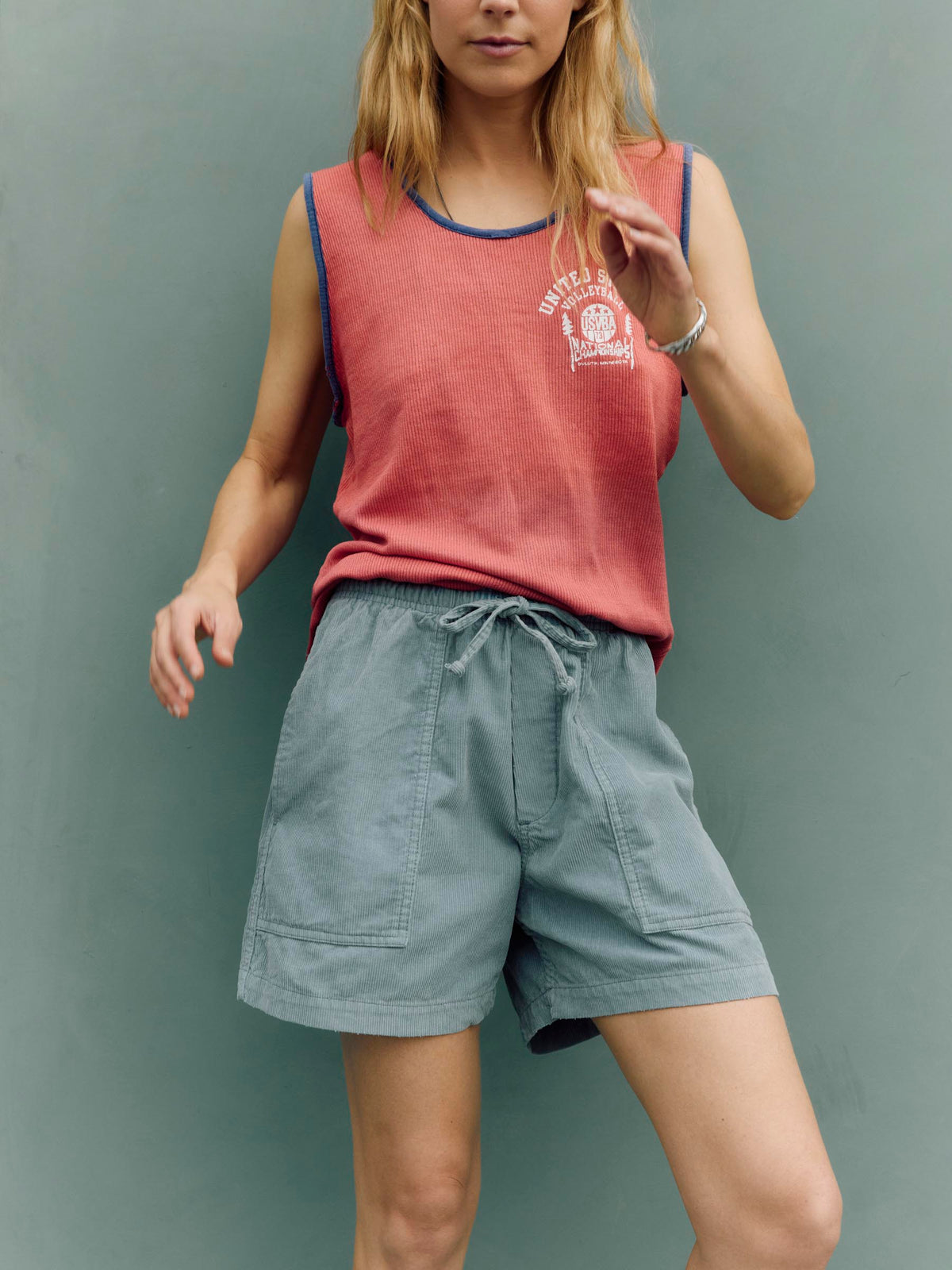 the lounge short in sunfaded blue cord