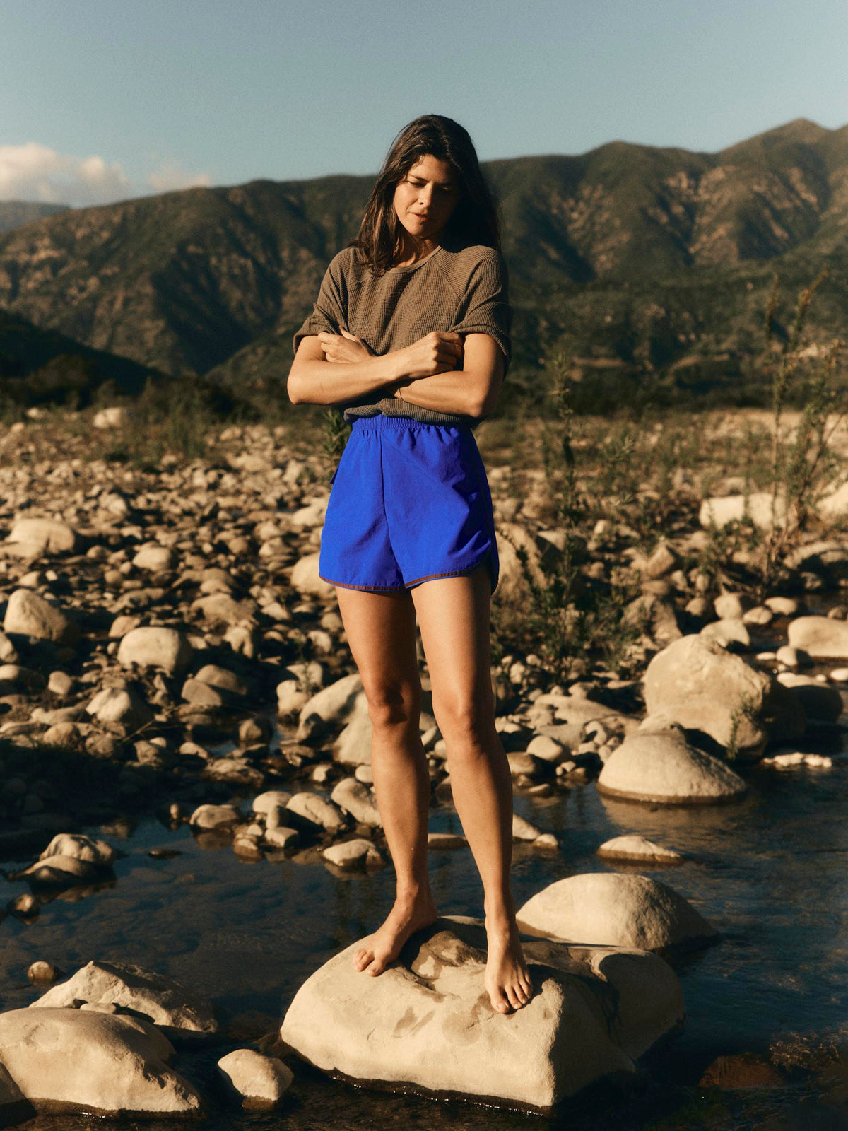 track short in blue